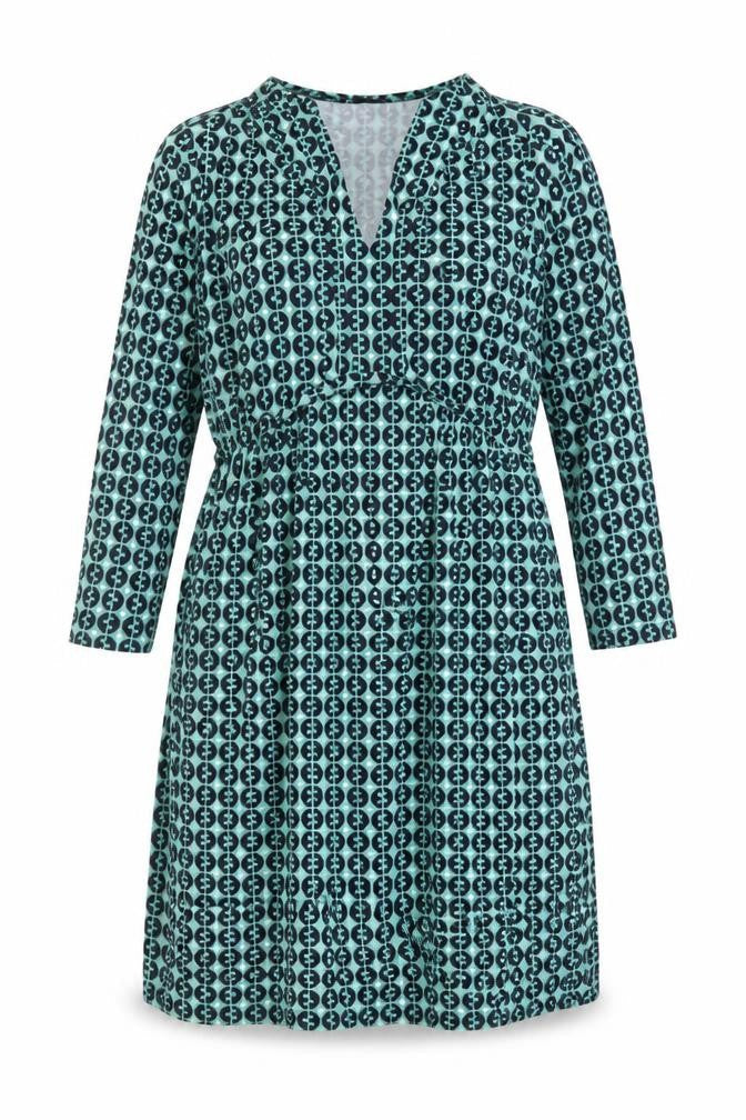 Boden Women Green Geometric Wrap Dress UK 14 Knee Length V-Neck