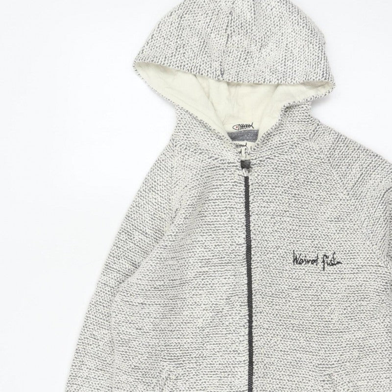 Weird Fish Women Grey M Full Zip Hooded Knit Sweatshirt Pockets