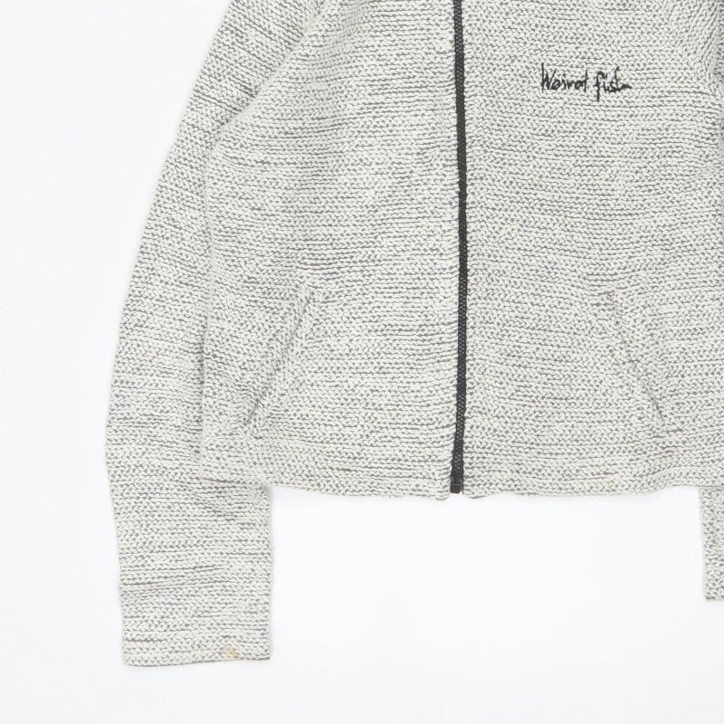 Weird Fish Women Grey M Full Zip Hooded Knit Sweatshirt Pockets
