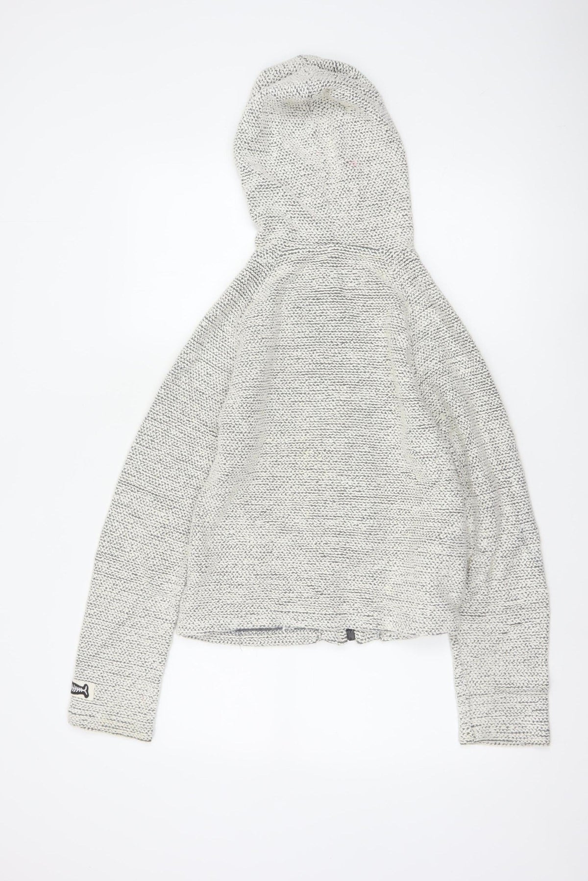 Weird Fish Women Grey M Full Zip Hooded Knit Sweatshirt Pockets
