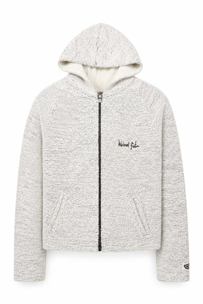 Weird Fish Women Grey M Full Zip Hooded Knit Sweatshirt Pockets