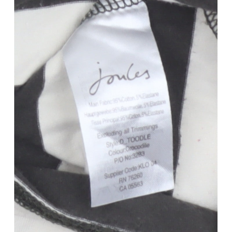 Joules Women’s Black Ivory Stripe V-Neck Long Sleeve Jersey Top XS