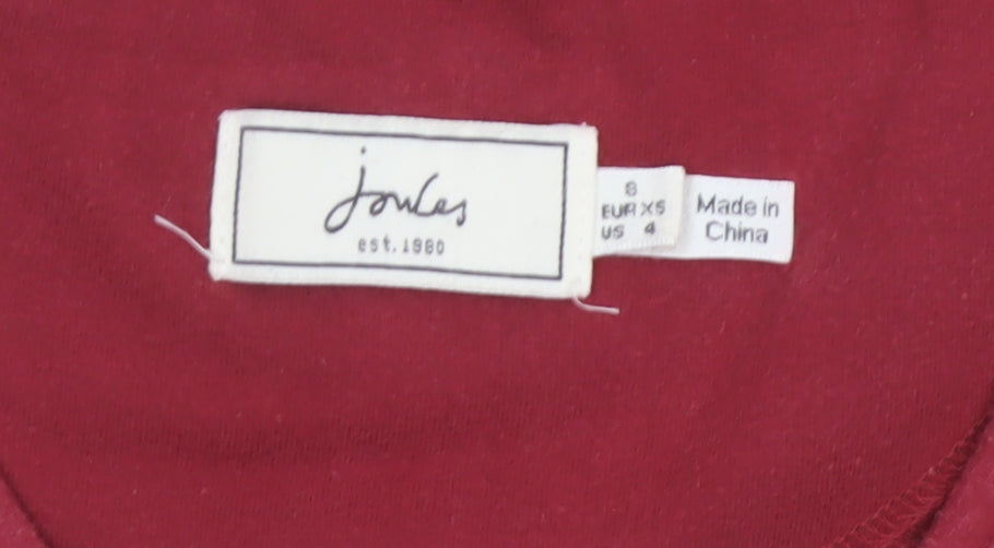 Joules Women’s Black Ivory Stripe V-Neck Long Sleeve Jersey Top XS