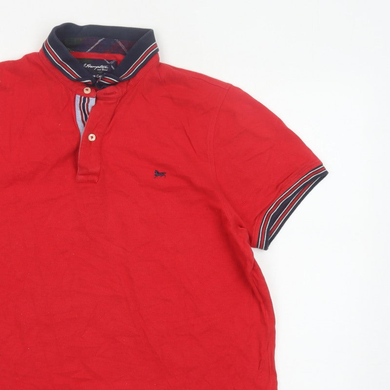 J Hampton & Sons Men’s Red L Cotton Short Sleeve Polo Shirt