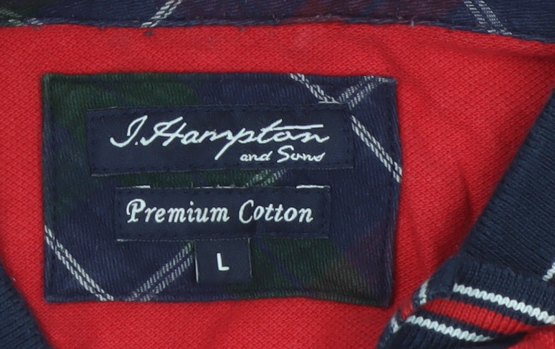 J Hampton & Sons Men’s Red L Cotton Short Sleeve Polo Shirt