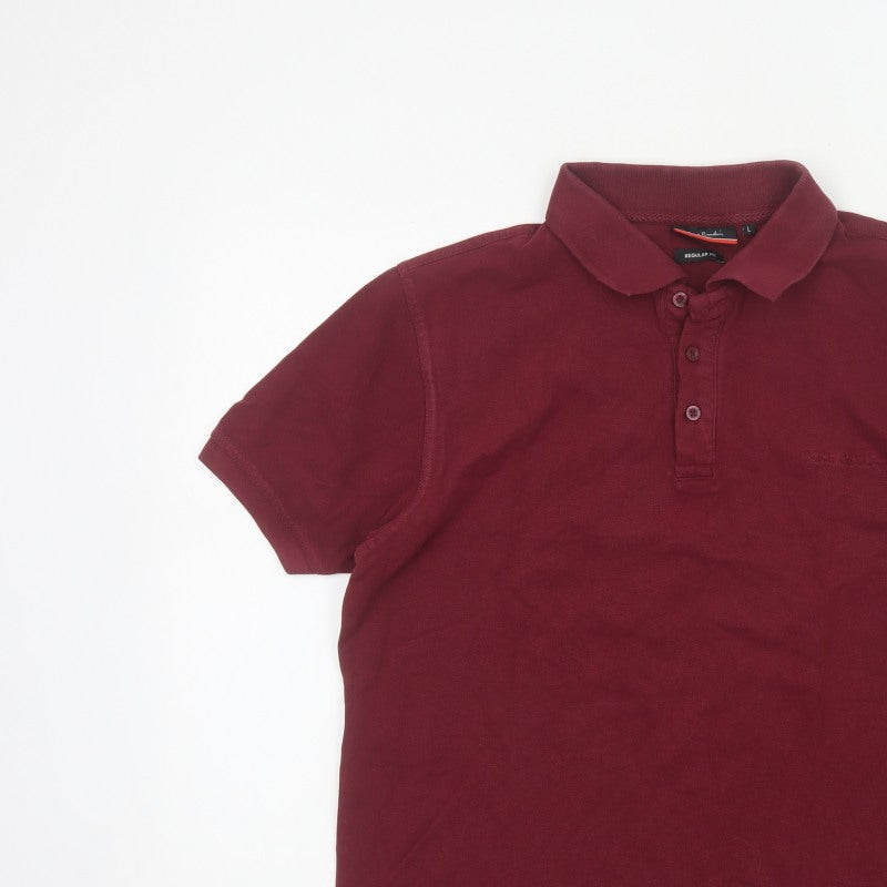 Pierre Cardin Men’s Red L Regular Fit Cotton Short Sleeve Polo