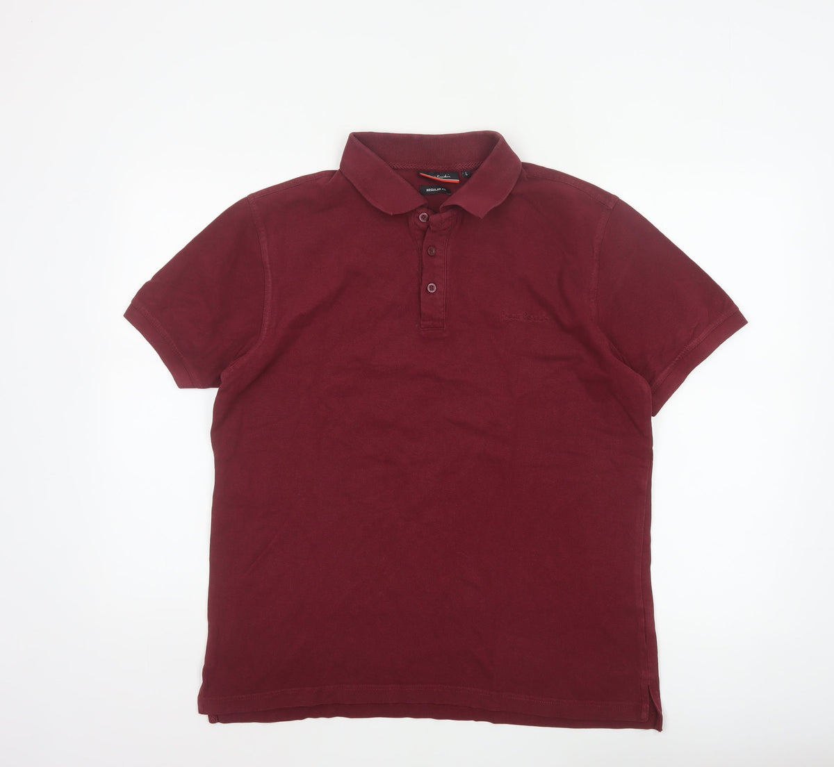 Pierre Cardin Men’s Red L Regular Fit Cotton Short Sleeve Polo