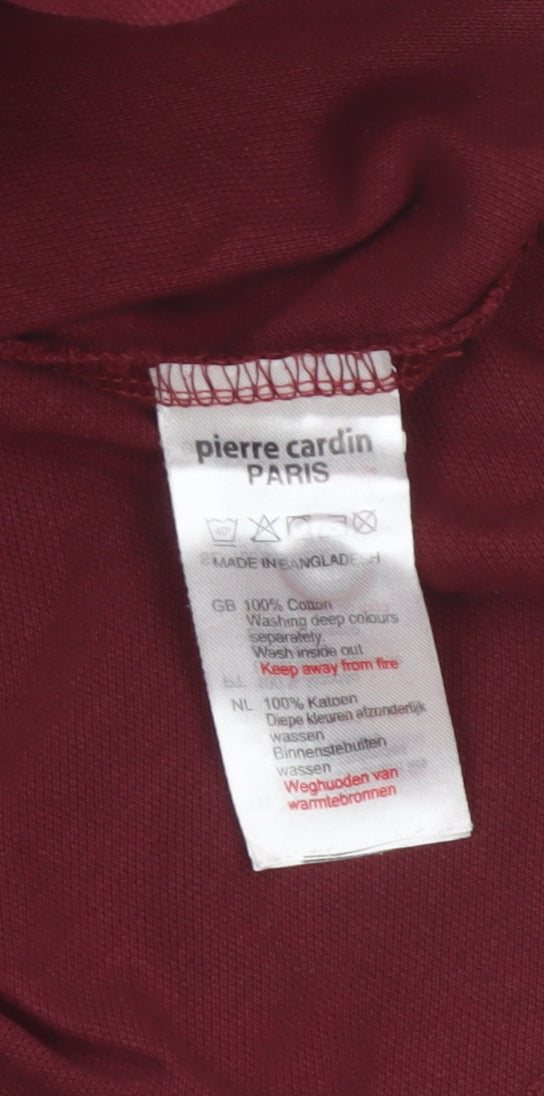 Pierre Cardin Men’s Red L Regular Fit Cotton Short Sleeve Polo