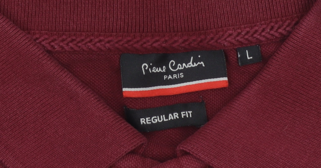 Pierre Cardin Men’s Red L Regular Fit Cotton Short Sleeve Polo