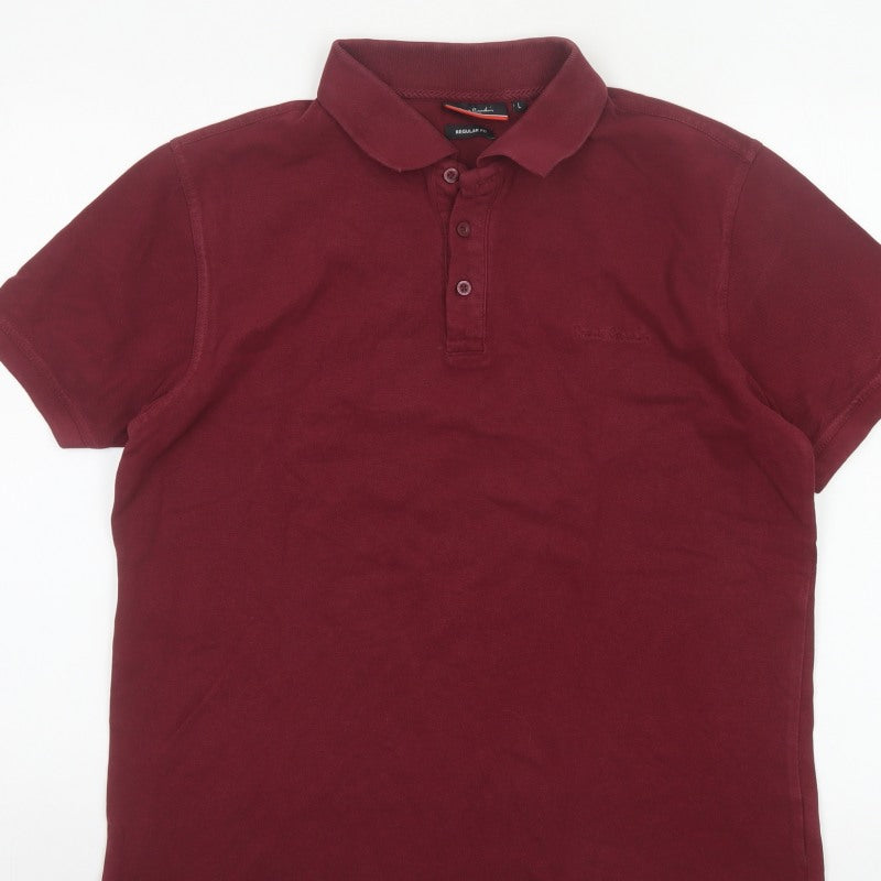 Pierre Cardin Men’s Red L Regular Fit Cotton Short Sleeve Polo