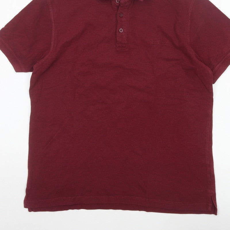 Pierre Cardin Men’s Red L Regular Fit Cotton Short Sleeve Polo