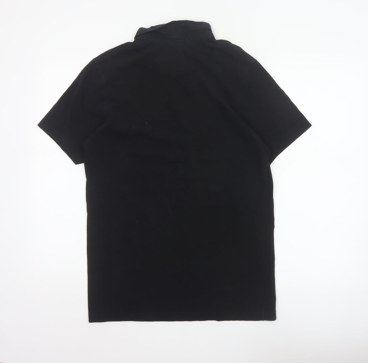 Pretty Green Men’s Black M Cotton Logo Button-Down Polo Shirt