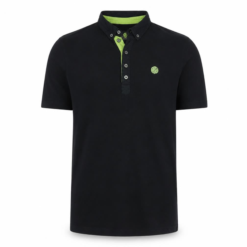 Pretty Green Men’s Black M Cotton Logo Button-Down Polo Shirt