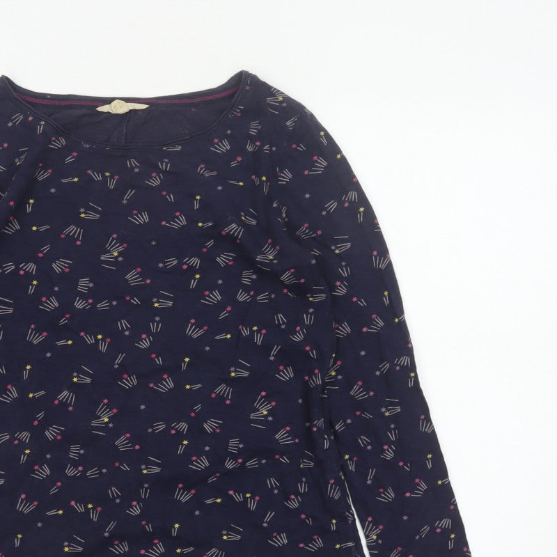 White Stuff Women Blue Size 10 Cotton Space Print Long Sleeve Blouse