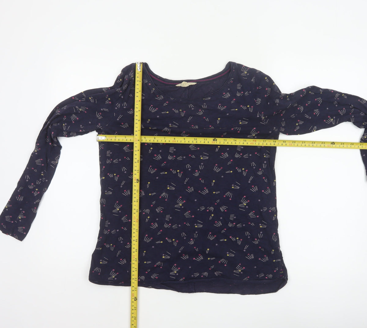White Stuff Women Blue Size 10 Cotton Space Print Long Sleeve Blouse