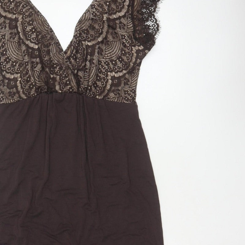 Tiffany Rose Women Brown Size 10 Maternity Lace V-Neck Pencil Dress