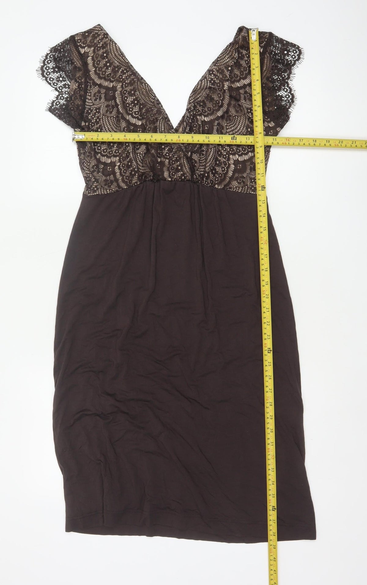 Tiffany Rose Women Brown Size 10 Maternity Lace V-Neck Pencil Dress
