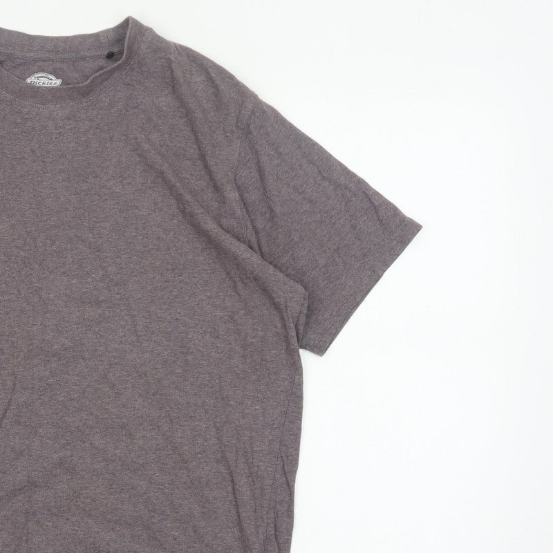 Dickies Men’s Grey Large Crew Neck Cotton Logo T-Shirt