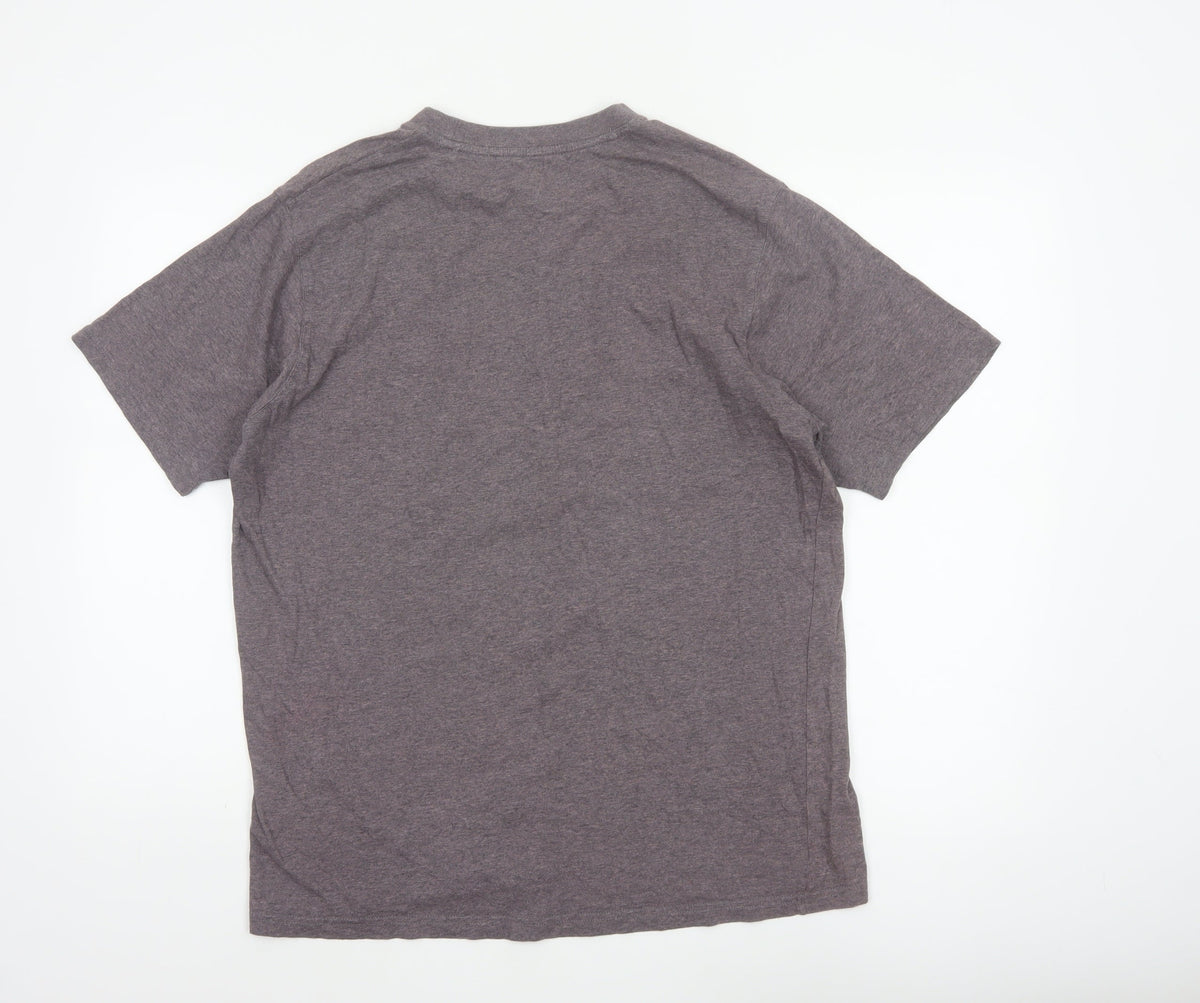 Dickies Men’s Grey Large Crew Neck Cotton Logo T-Shirt