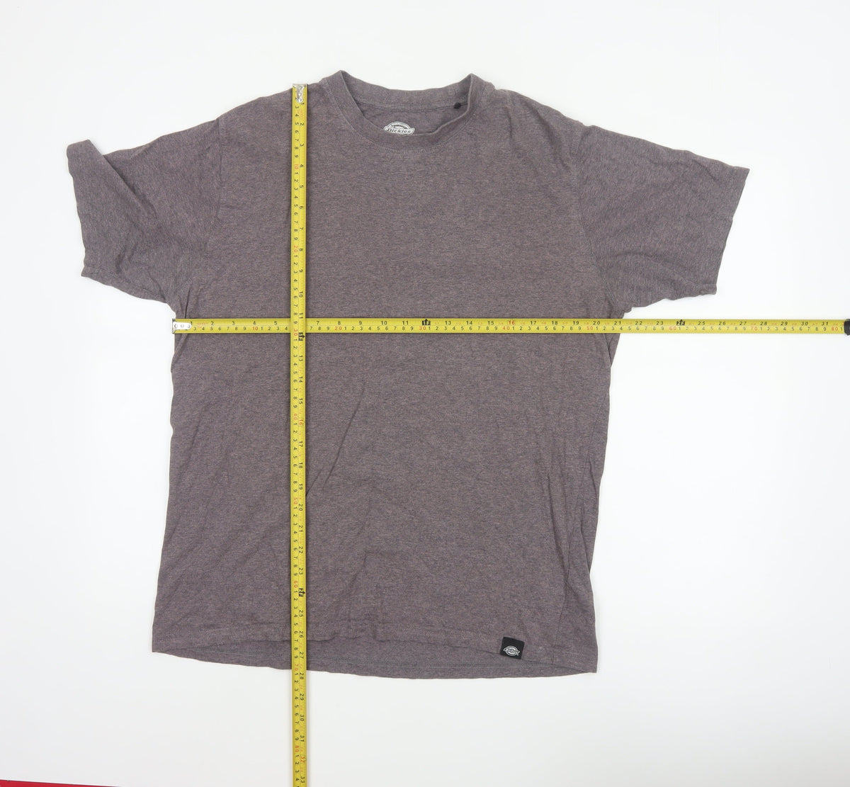 Dickies Men’s Grey Large Crew Neck Cotton Logo T-Shirt