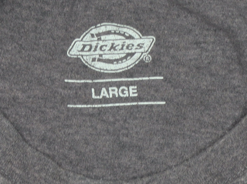 Dickies Men’s Grey Large Crew Neck Cotton Logo T-Shirt