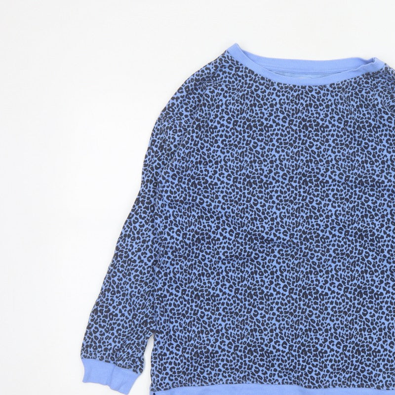 John Lewis Women Blue Leopard Print Jersey Sweatshirt Size 10