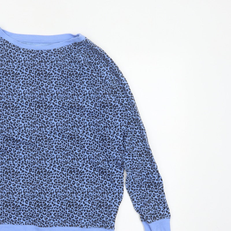 John Lewis Women Blue Leopard Print Jersey Sweatshirt Size 10
