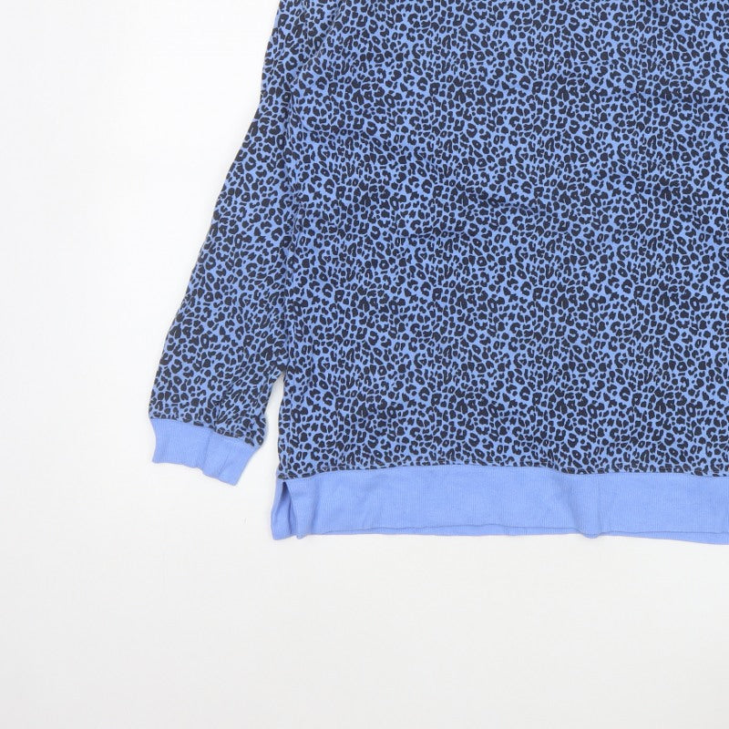 John Lewis Women Blue Leopard Print Jersey Sweatshirt Size 10