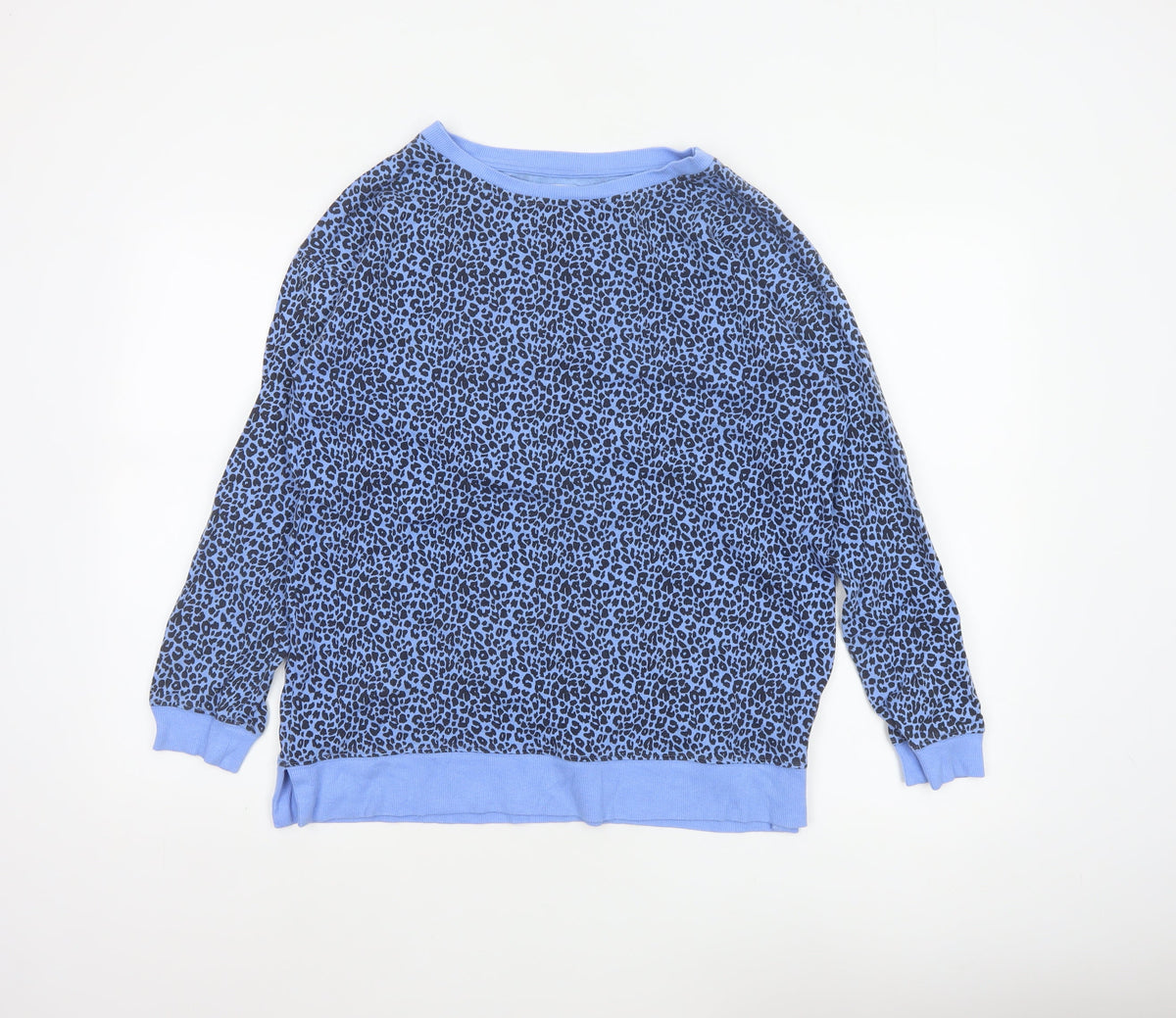 John Lewis Women Blue Leopard Print Jersey Sweatshirt Size 10
