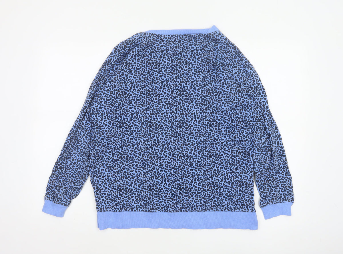 John Lewis Women Blue Leopard Print Jersey Sweatshirt Size 10