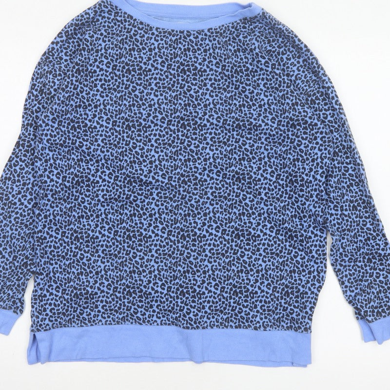 John Lewis Women Blue Leopard Print Jersey Sweatshirt Size 10