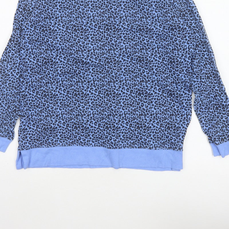 John Lewis Women Blue Leopard Print Jersey Sweatshirt Size 10