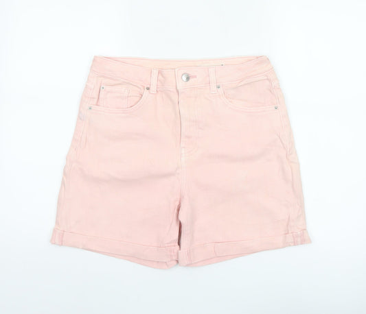 Marks and Spencer Women’s Pink Size 8 Cotton Stretch Cuffed Denim Shorts