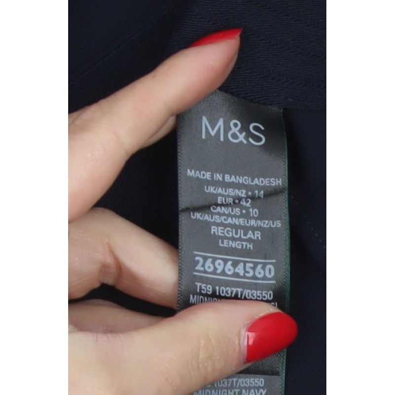 Marks & Spencer Women’s Navy Tapered Tailored Trousers UK 14 Regular