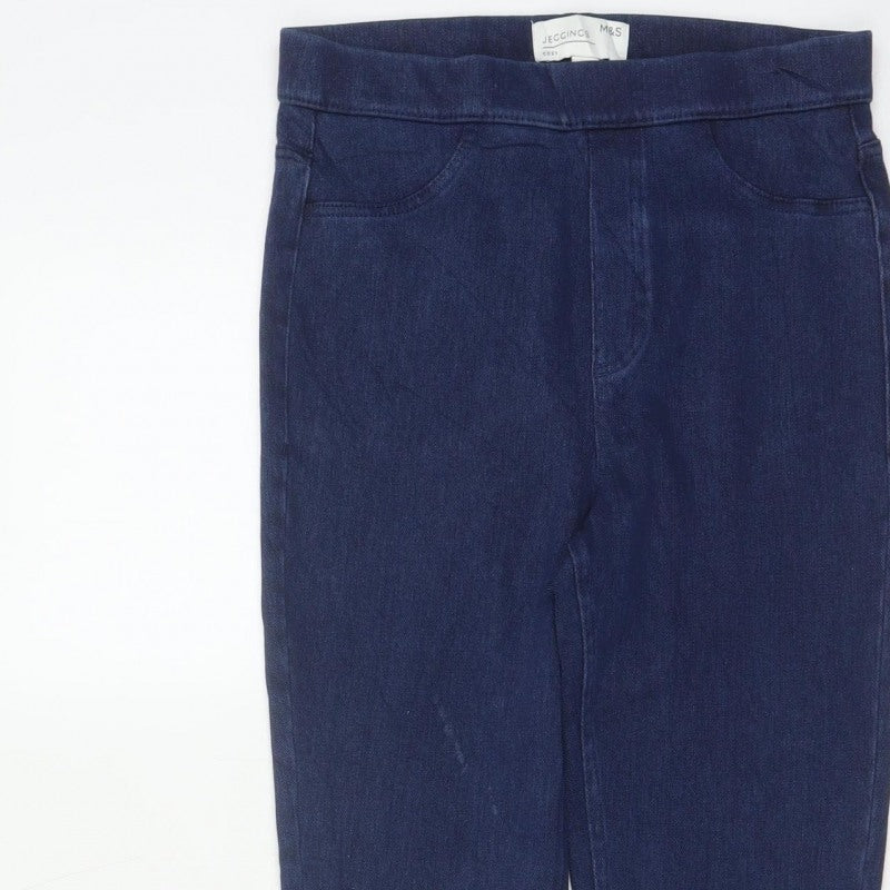 Marks and Spencer Women Blue Size 10 Regular Jeggings Skinny Stretch Denim