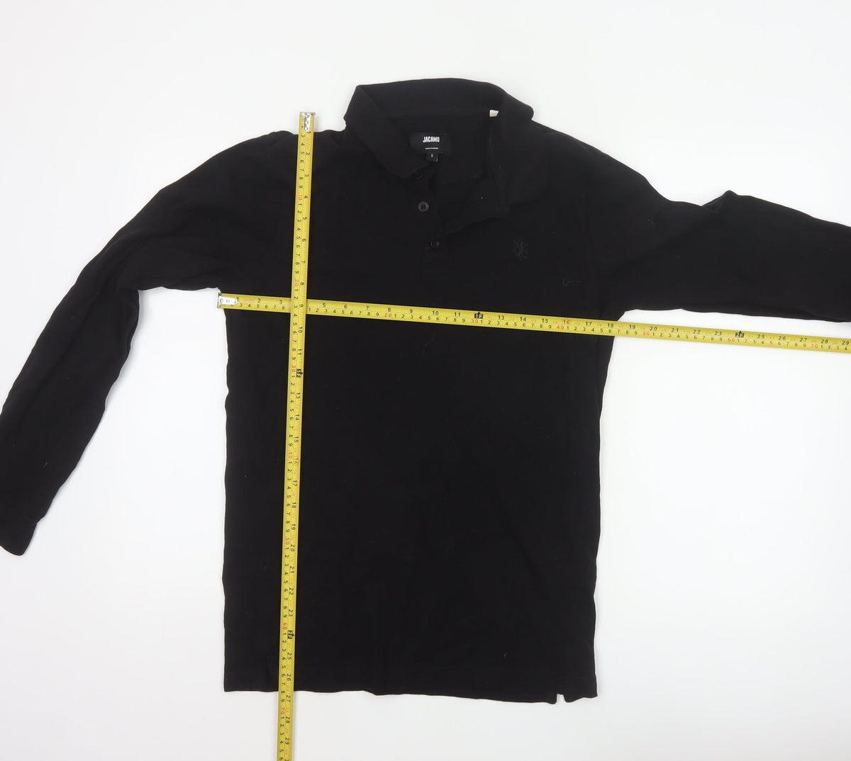 Jacamo Men's Black Size S Long Sleeve Cotton Polo Shirt Logo