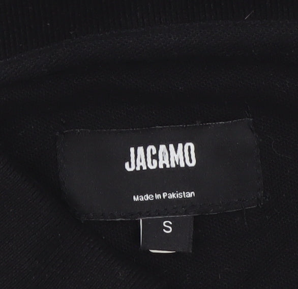 Jacamo Men's Black Size S Long Sleeve Cotton Polo Shirt Logo