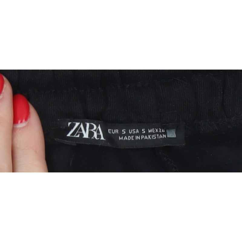 Zara Men’s Black Size S Cotton Blend Drawstring Cuffed Jogger Trousers