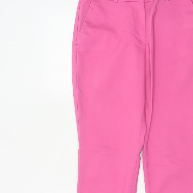 H&M Women Pink UK 12 High Rise Tapered Tailored Trousers