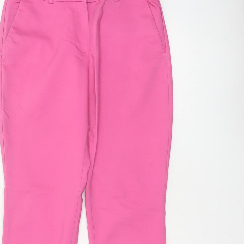 H&M Women Pink UK 12 High Rise Tapered Tailored Trousers