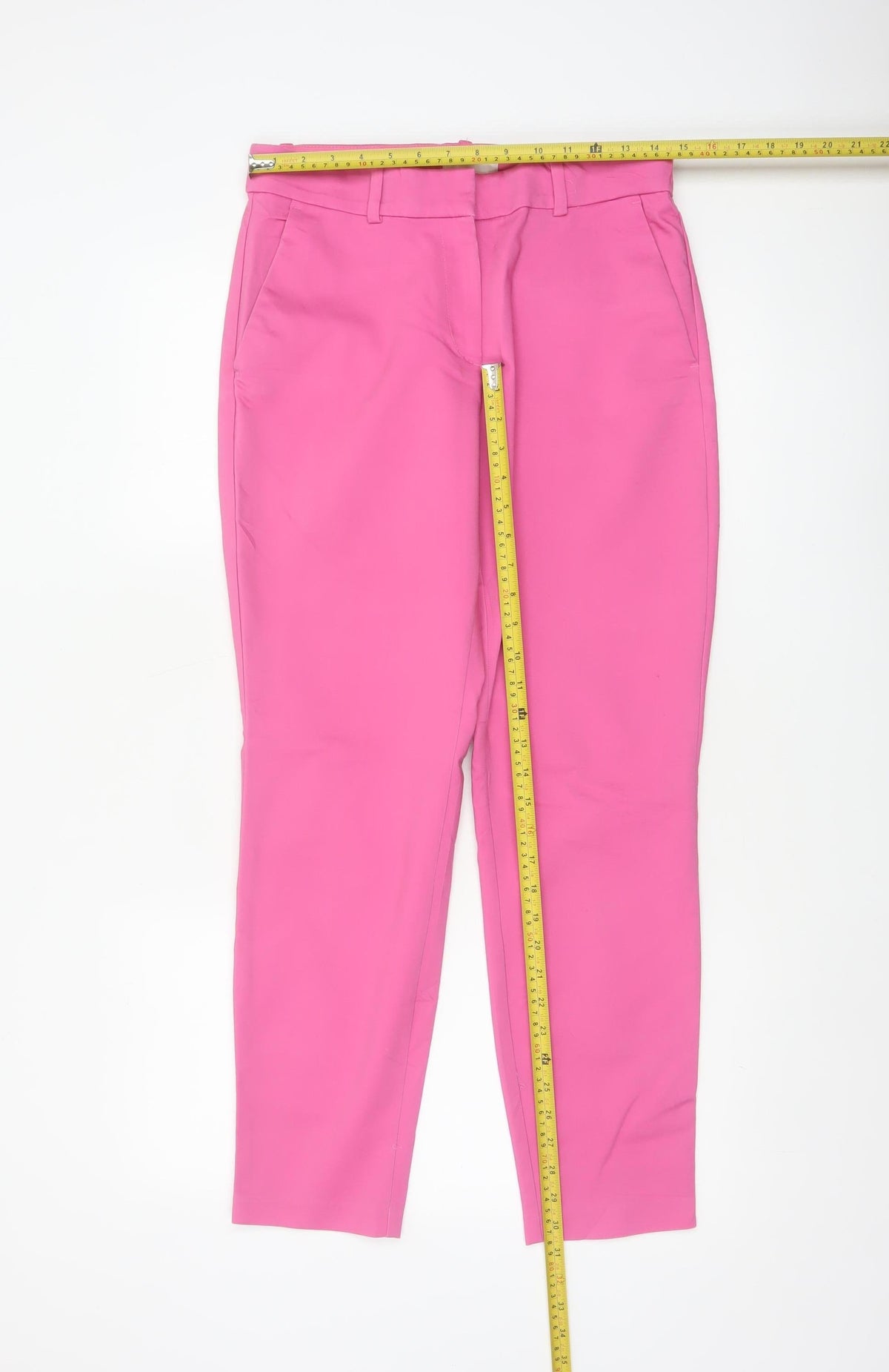 H&M Women Pink UK 12 High Rise Tapered Tailored Trousers
