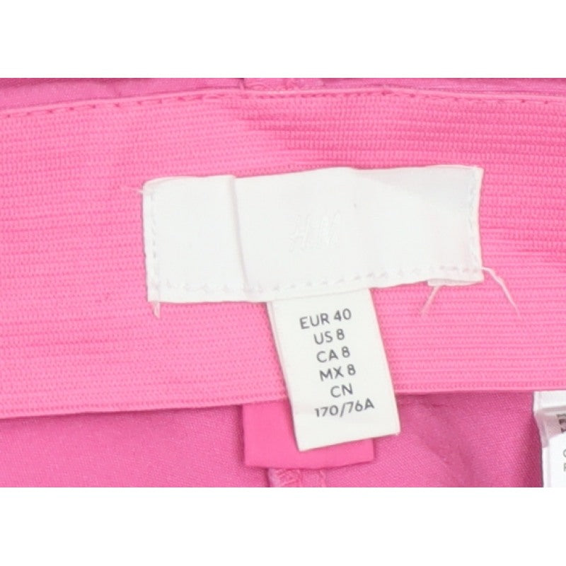 H&M Women Pink UK 12 High Rise Tapered Tailored Trousers