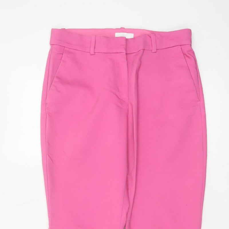 H&M Women Pink UK 12 High Rise Tapered Tailored Trousers