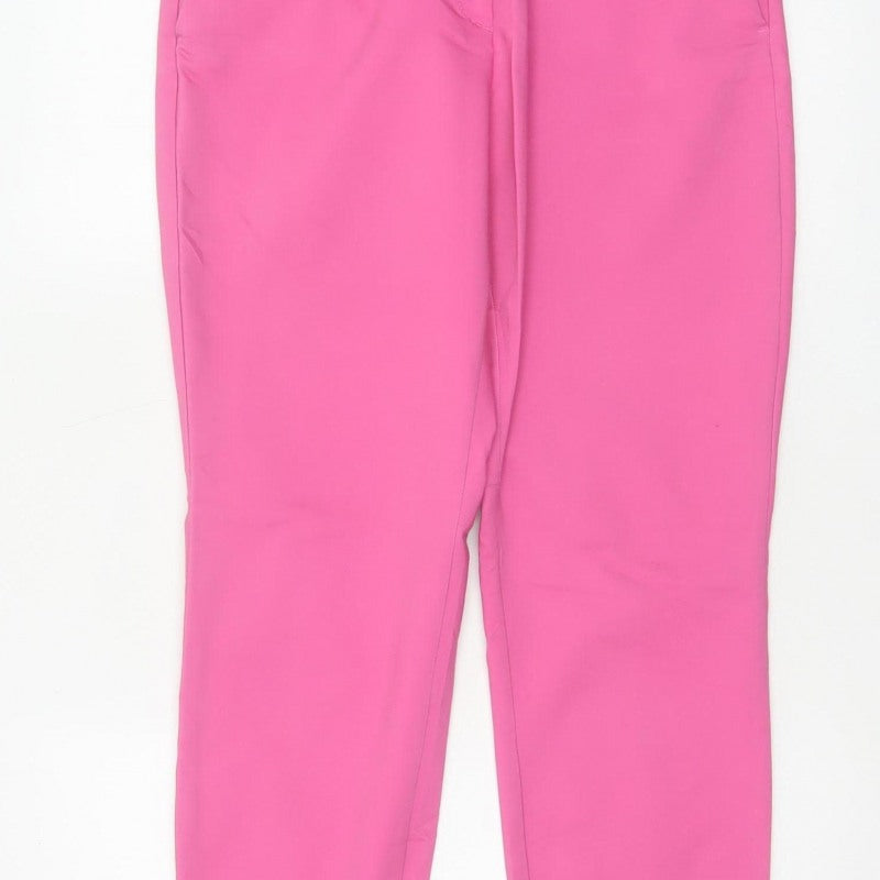 H&M Women Pink UK 12 High Rise Tapered Tailored Trousers