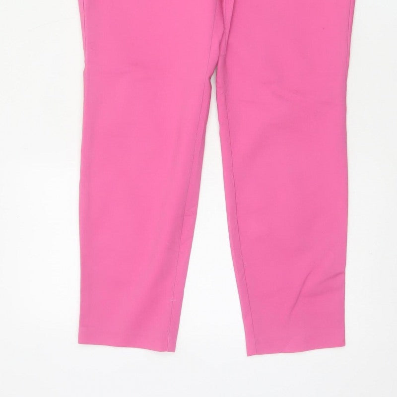 H&M Women Pink UK 12 High Rise Tapered Tailored Trousers