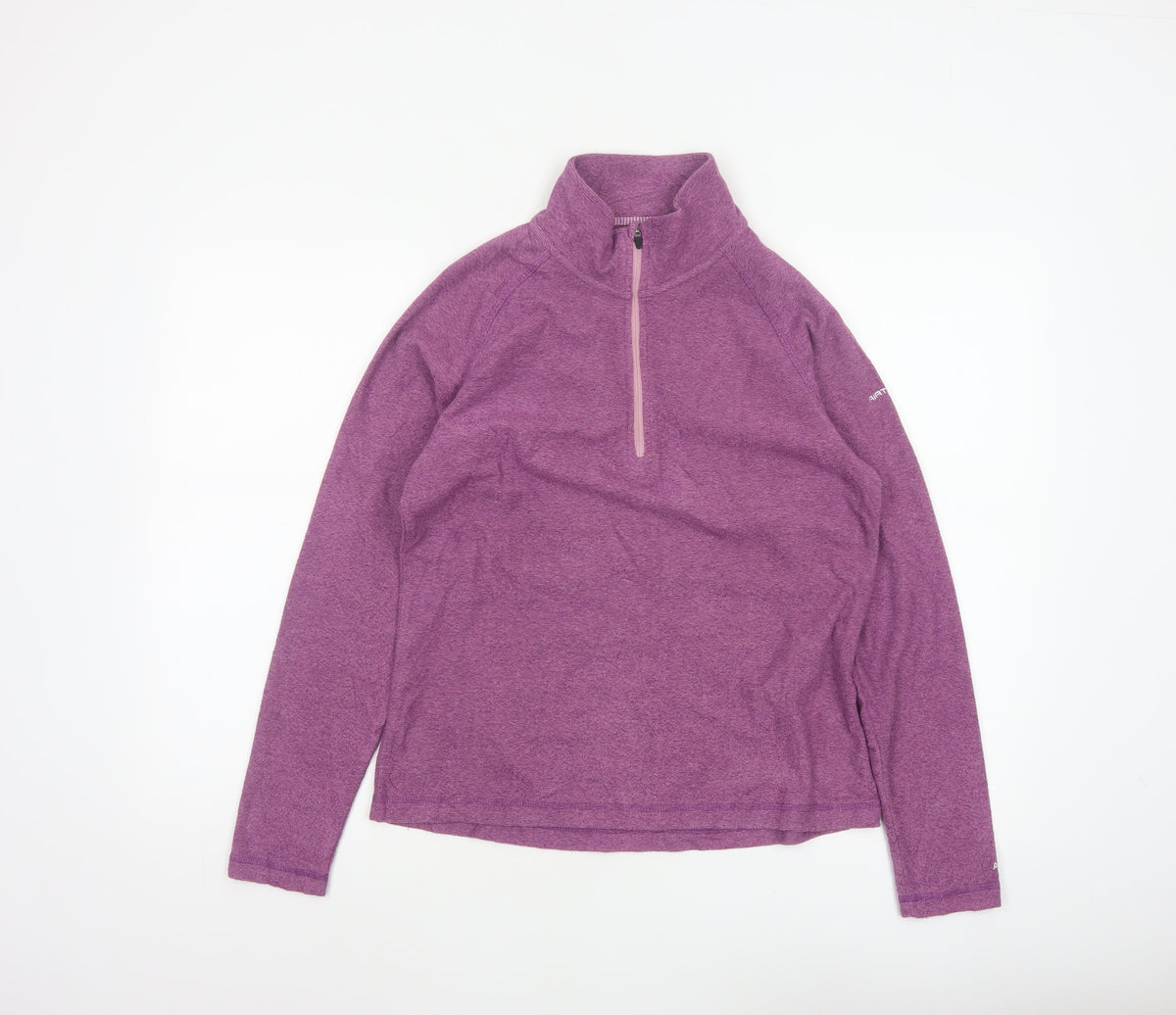 Trespass Women Purple UK 12 M 1/4 Zip High Neck Pullover Sweatshirt