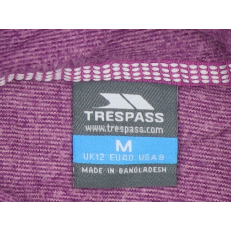 Trespass Women Purple UK 12 M 1/4 Zip High Neck Pullover Sweatshirt