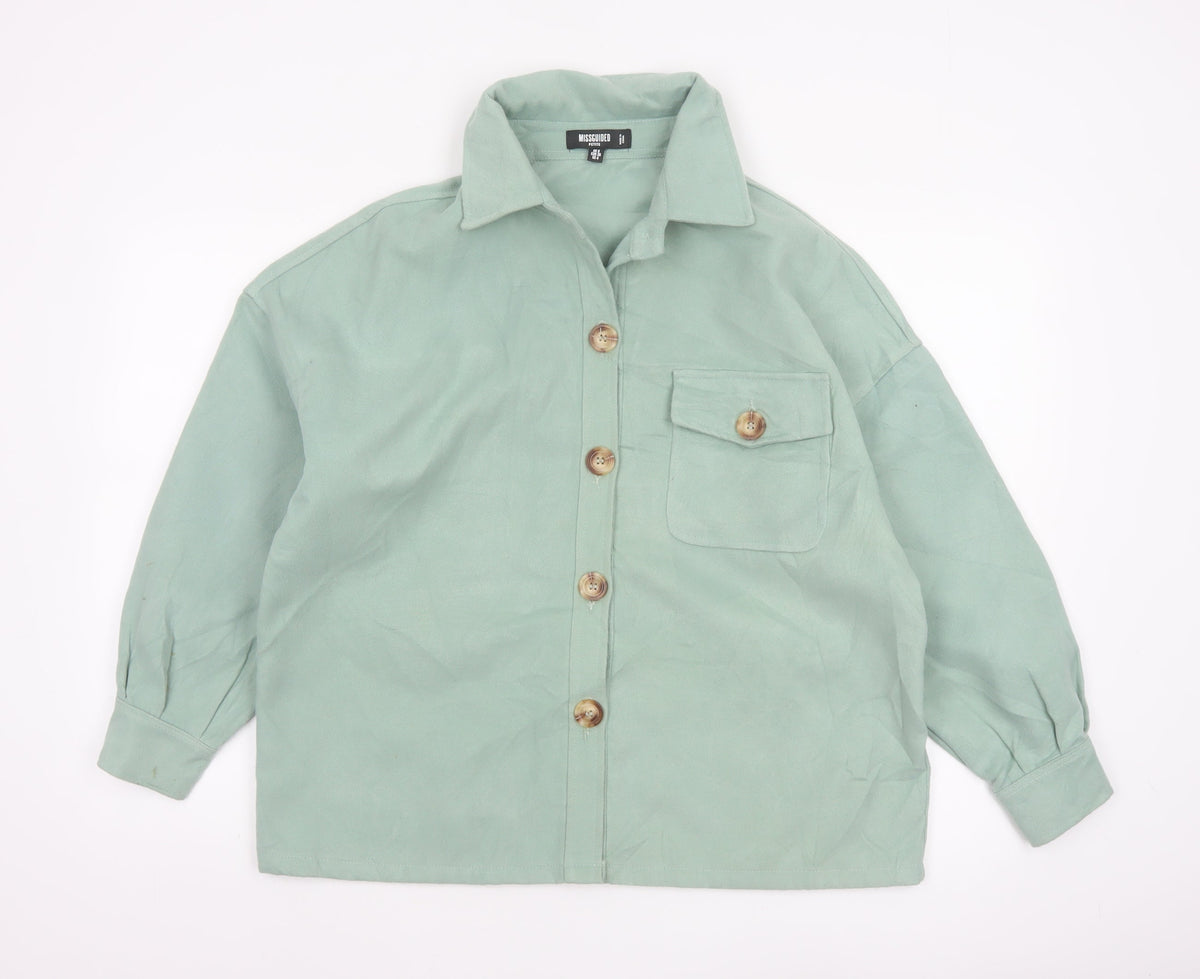 Missguided Women’s Green Petite UK 8 Basic Button Jacket