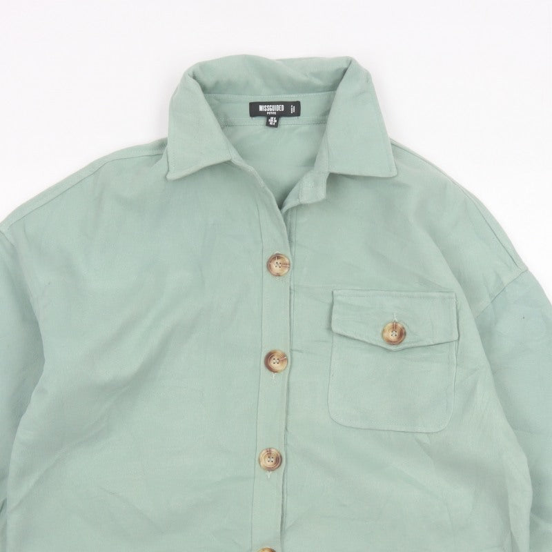 Missguided Women’s Green Petite UK 8 Basic Button Jacket