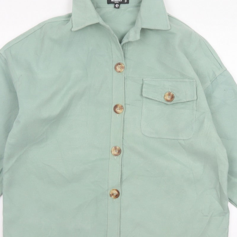 Missguided Women’s Green Petite UK 8 Basic Button Jacket